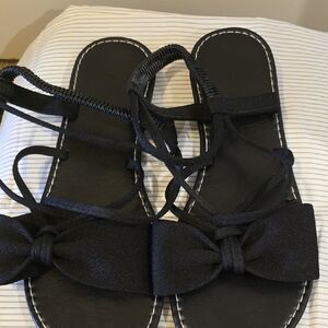 Black Bow Strappy Women's Sandals